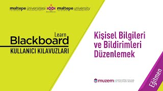 Blackboard Ultra - Kişisel Bilgileri Ve Bildirimleri Düzenlemek Eğitmen 