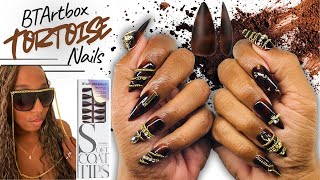 DIY Tortoise shell Nails at Home | BTArtBox *REVERSE METHOD* + Gold Bangle-ish Vibes ✨