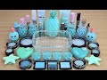 MINT SLIME Mixing makeup and glitter into Clear Slime Satisfying Slime Videos