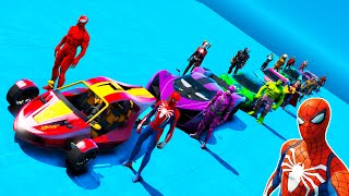 Desafio de Carros Esportivos com Homem-Aranha e SuperHeróis! Spiderman Sport Cars Сhallenge GTA 5