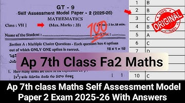 Ap 7th class maths Fa2 💯real question paper 2025|7th maths self assessment model paper 2 exam 2025