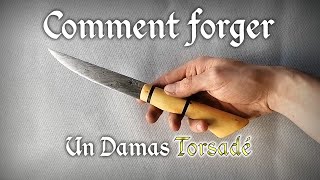 Forge d'un Couteau Damas à Double Torsade : Fait main avec des outils simples !