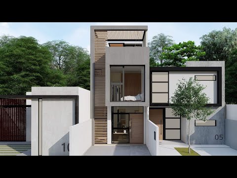 Casa pequeña 4.5 x 20m, 2 habitaciones | small house | 3 niveles