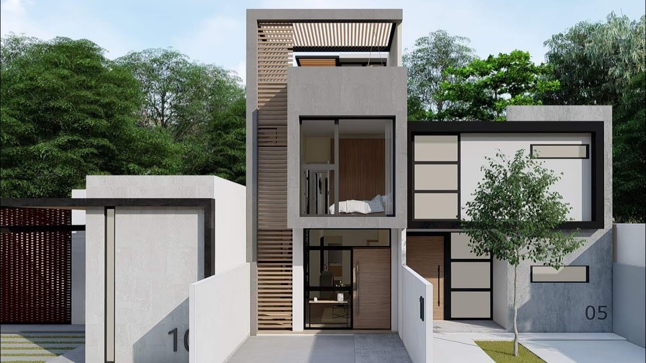 Casa pequeña 4.5 x 20m, 2 habitaciones | small house | 3 niveles