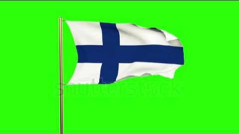 Finland flag waving in the wind. Looping sun rises style. Animation loop. Green screen, alpha matte