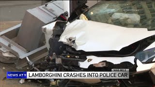 Lamborghini traveling at high-speed crashes into police car on Magnificent Mile