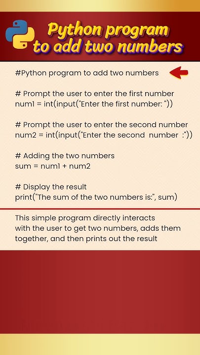 Python Program to Add Two Numbers #computer #shorts#pythonprogramming # ...