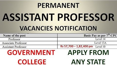 Permanent Assistant Professor Vacancies in Govt. College | PG(With/With Out UGC NET/PhD) | 1,82,400