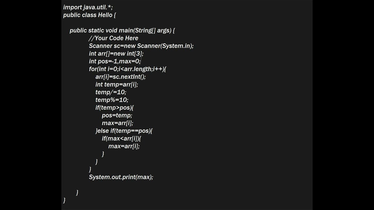 SkillRack- Daily Challenge - Largest Tenth Digit Integer (Program Id: 7443) 05-08-23