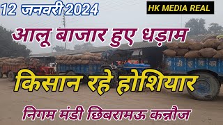 12 जनवरी 2024/आलू का आज का भाव आलू बाजार हुए धड़ाम निगम मंडी छिबरामऊ कन्नौज potato Mandi Rate