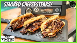 NINJA WOODFIRE GRILL SMOKED CHEESESTEAK SANDWICHES!