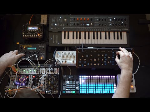 Mood jam w/ Oxi One, MiniFreak, MicroMonsta 2, Model D, Tetra, Polymoon, Echosystem, and eurorack