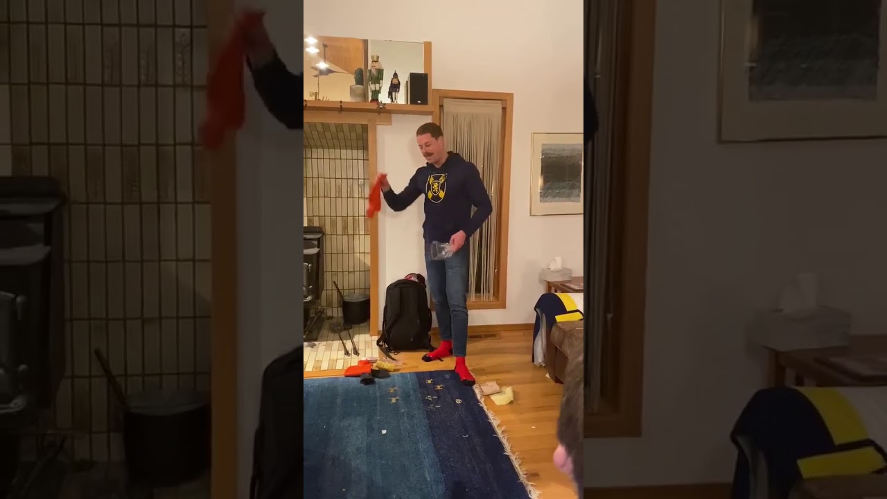 Mighty Mike blowing up a hot water bottle