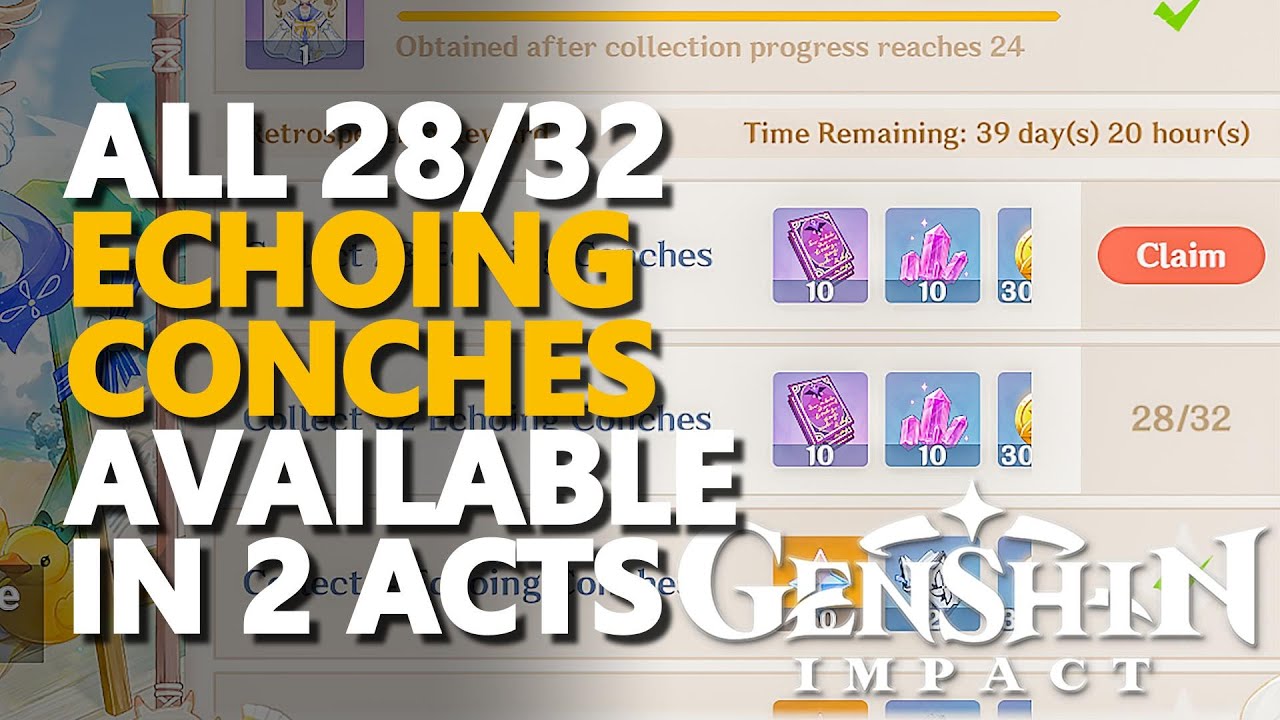 All Echoing Conches Genshin Impact 28/32 Shells