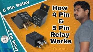 How 4 pin and 5 pin relay works | Electrical Diagram Example | Tamilanmoto