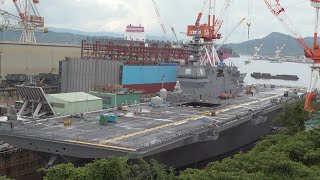 「かが」9/11(月)①塞いだ蓋！再オープン！なぜ！？小雨！【空母化改修(416)】護衛艦「かが」本日の状況は…！？【戦艦大和造船所】海上自衛隊 呉基地 2023年9月11日①DDH-184加賀