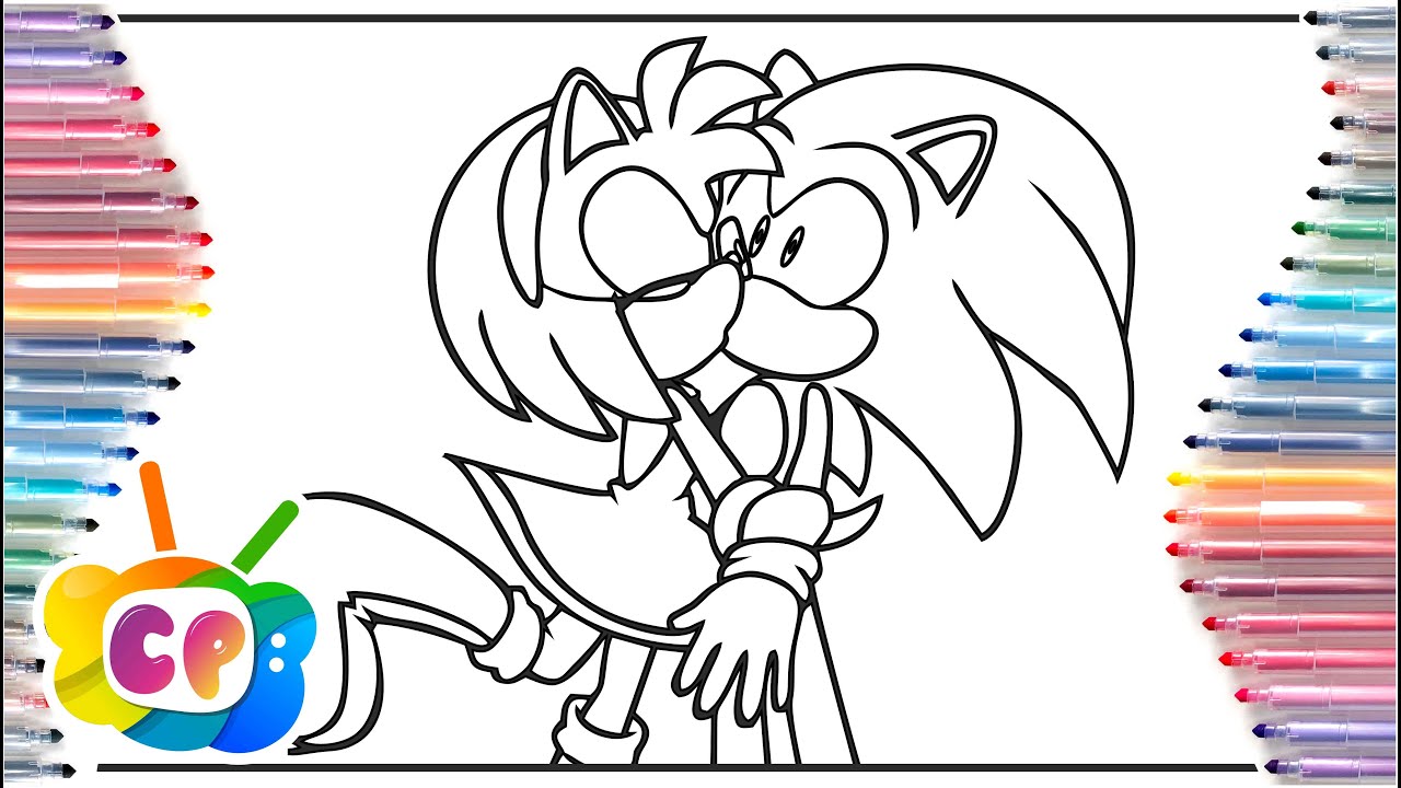 Sonic the hedgehog coloring / Sonic kisses Amy Rose / How to draw sonic