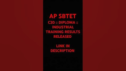 Ap sbtet diploma industrial training results realised
