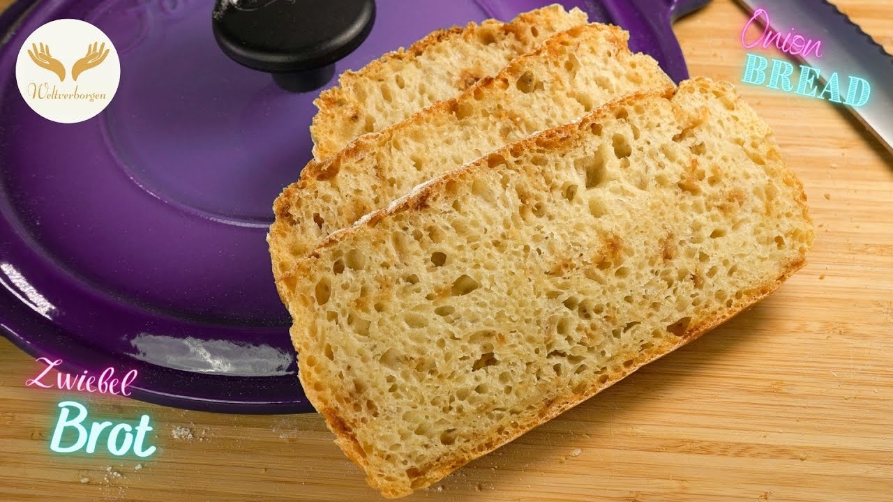 Вам просто нужно немного муки и несколько луковиц, чтобы испечь этот хлеб без замеса (луковый хлеб)