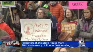 Protesters at State House mark 50th anniversary of Roe v. Wade ruling