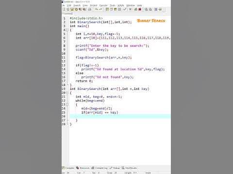 Program to perform Binary Search operation - YouTube