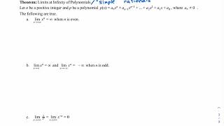 MTH150 2.5.2 Properties of limits at infinity