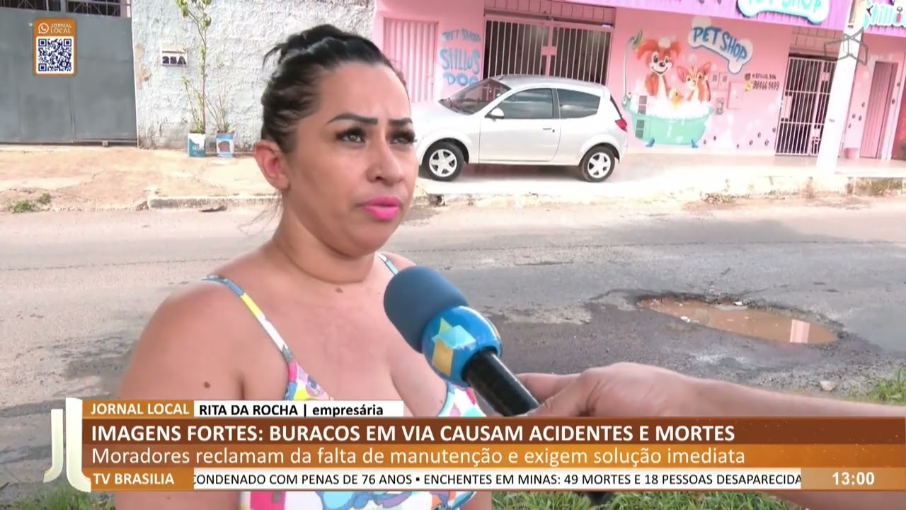 JL - Imagens fortes: buracos em via causam acidentes e mortes