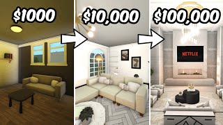 BUILDING A LIVING ROOM IN BLOXBURG with $1k, $10k, and $100k