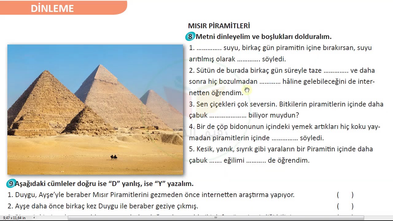 دروس | B2-90| تمارين اهرامات مصر Mısır Piramitleri