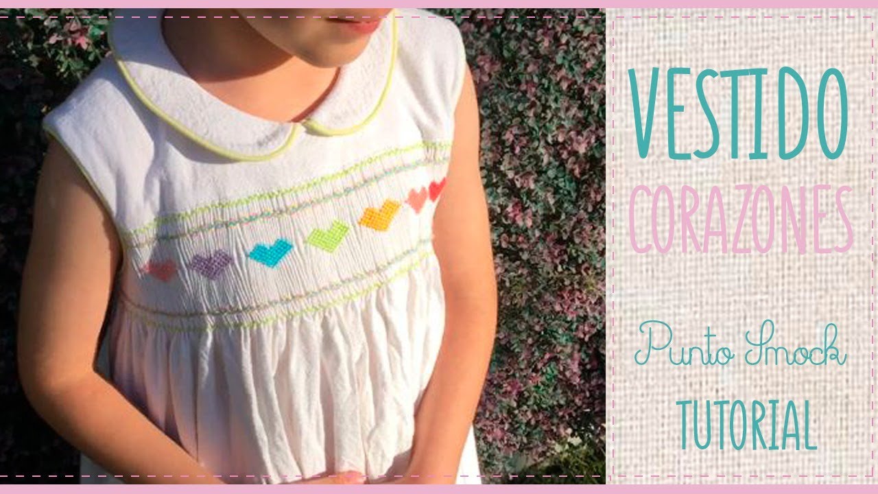 CÓMO hacer VESTIDO CORAZÓN para NIÑAS punto smock patrones gratis, a paso tutorial. - YouTube