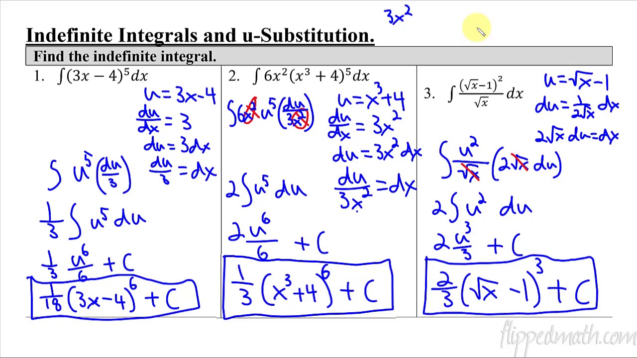 integration by substitution homework answers