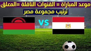 موعد مباراة مصر ومالاوي اليوم في تصفيات امم افريقيا والقنوات الناقلة ومعلق المباراة