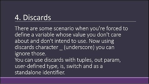 C# 7.0 New Features : Discard