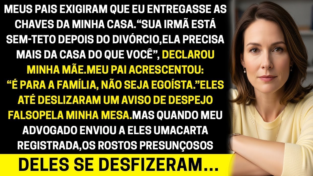 Meus pais exigiram que eu desse minha casa para minha irmã divorciada — até meu advogado aparecer
