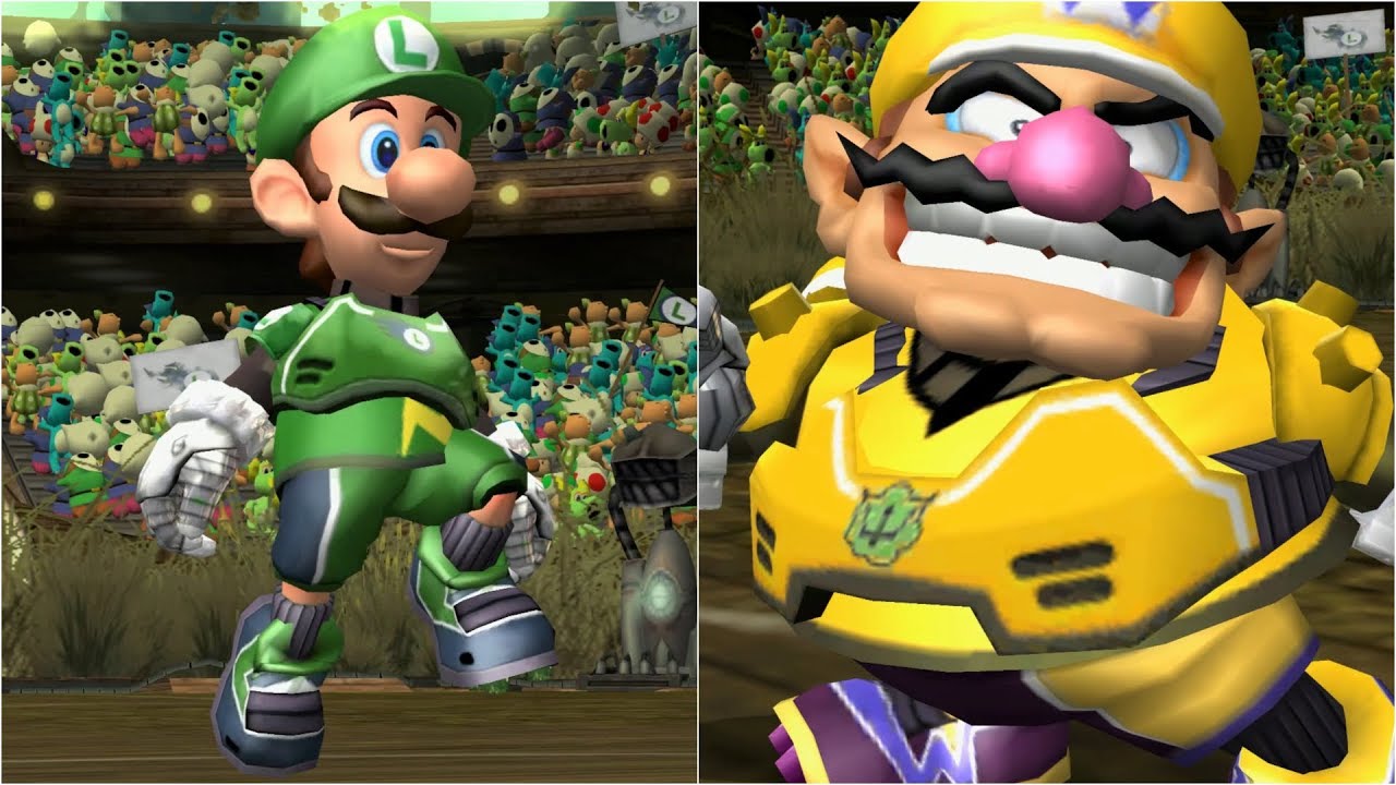 Mario Strikers Charged — Luigi vs Wario — геймплей Wii (4K60fps)