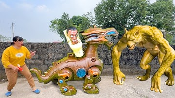 Kem Ốc và xe khủng long ba sừng bắt chó sói hung giữ, skibidi, cứu con chó, thằn lằn. Theu Chanel