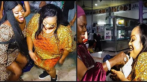 See How Fellow Actress Rain Money &Dance Wit Foluke Daramola At Her New Multi-Millionaire Restaurant