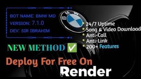 HOW TO DEPLOY A WHATSAPP BOT ON RENDER FOR FREE | NEW METHOD | BMW MD | BEST WHATSAPP BOT