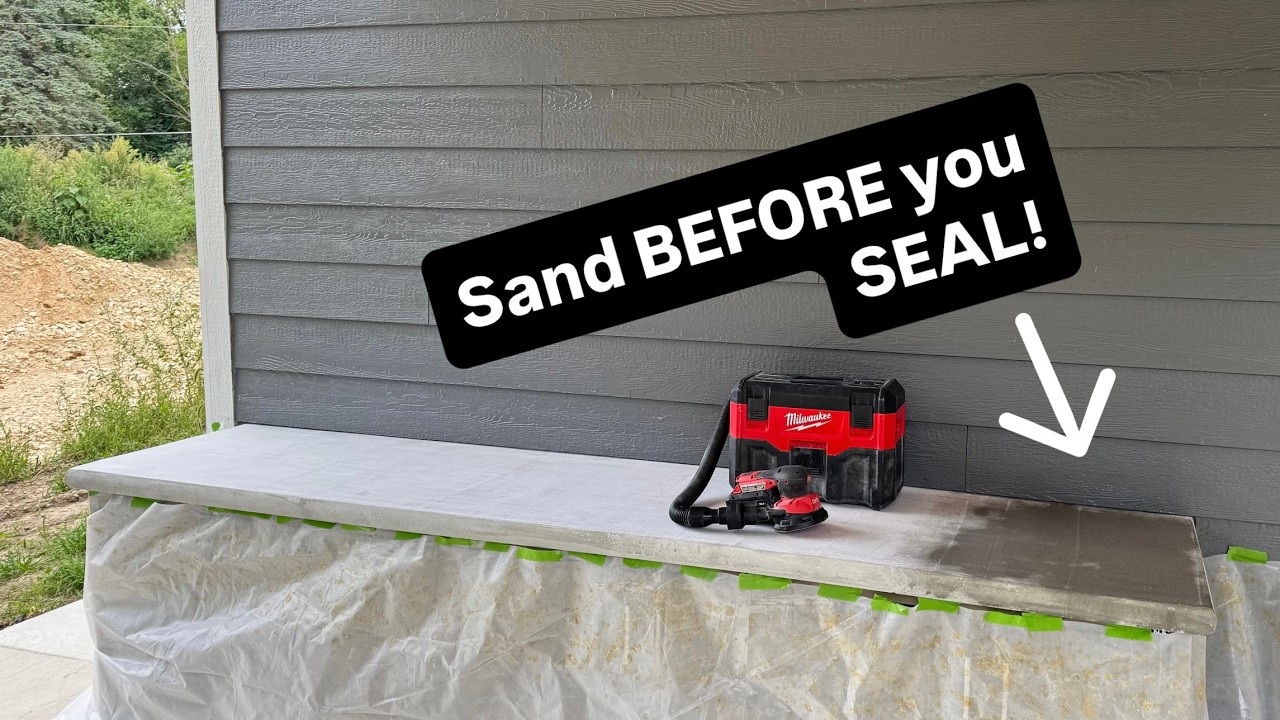 Concrete countertop DIY Sanding and Finishing Pt. 1 // Garage Build Ep. 81