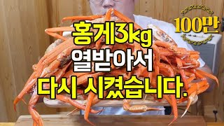 Korean red crab 3kg packed with meat! (Korean food mukbang review) [ENG Sub]