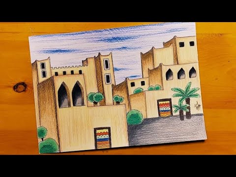 رسم بيوت تراثيه 3   