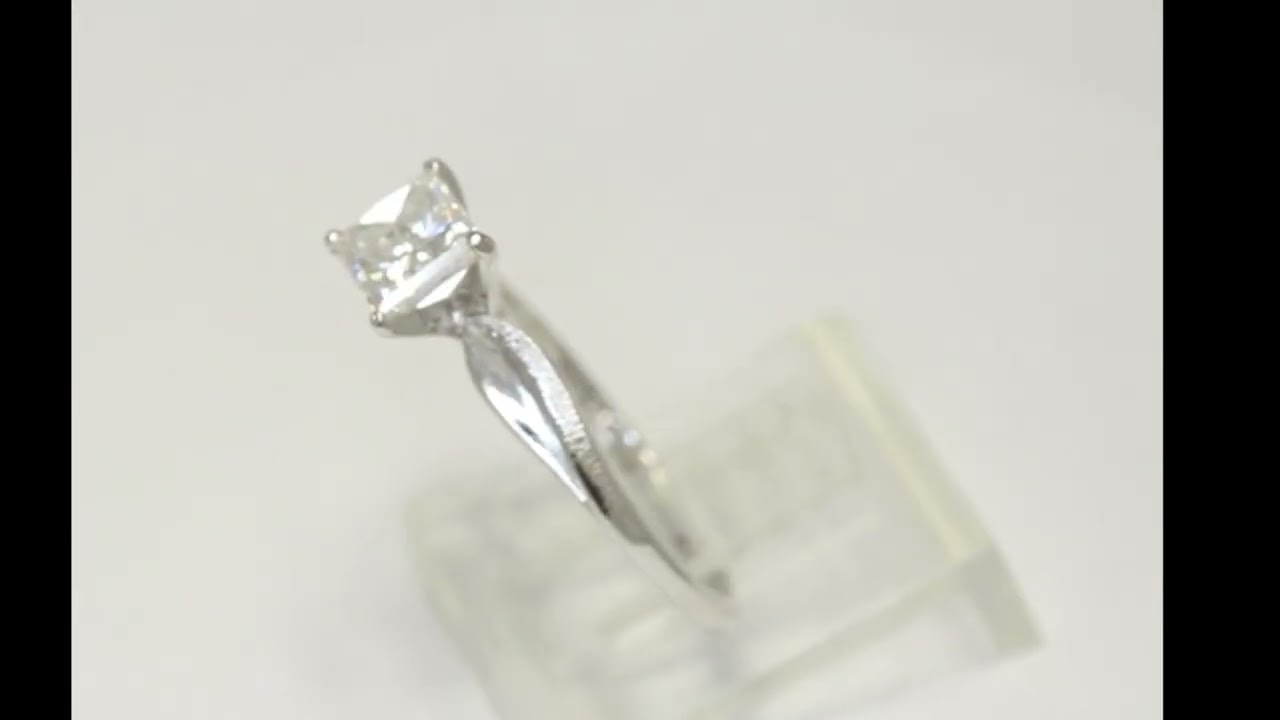 Natural Princess Diamond Solitaire Engagement Ring .88CT H Color 14K WG Size 6 - 34696