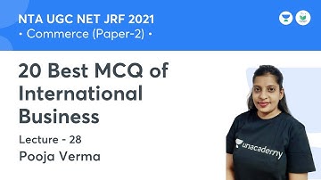 20 Best MCQ of International Business | Commerce | NTA UGC NET JRF 2021 | by Pooja Verma