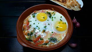 ВКУСНЫЙ ЗАВТРАК ЗА 15 МИНУТ. ЯИЧНИЦА С ПОМИДОРАМИ И ШПИНАТОМ В ПОРЦИОННЫХ ТАРЕЛКАХ. Простой рецепт