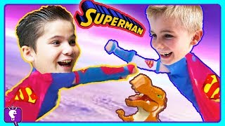 superman adventures compilation of imaginext toy play by hobbykids