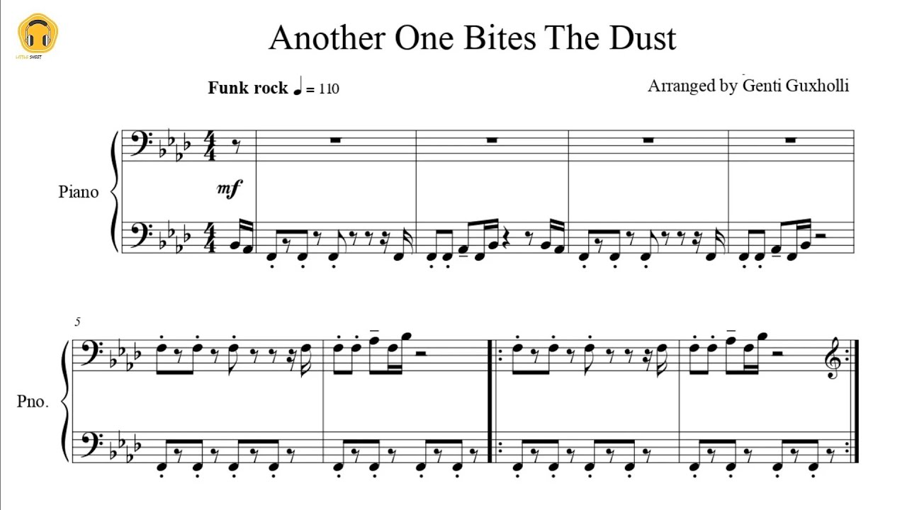 Another One Bites The Dust, (intermediate) sheet music for piano solo