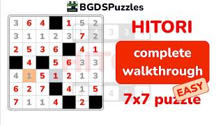 Hitori 7x7 Complete Walkthrough | Easy Puzzle Solved Step by Step