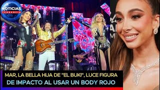 Mar, la bella hija de "El Buki", luce figura de impacto al usar un body rojo en concierto en Chicago