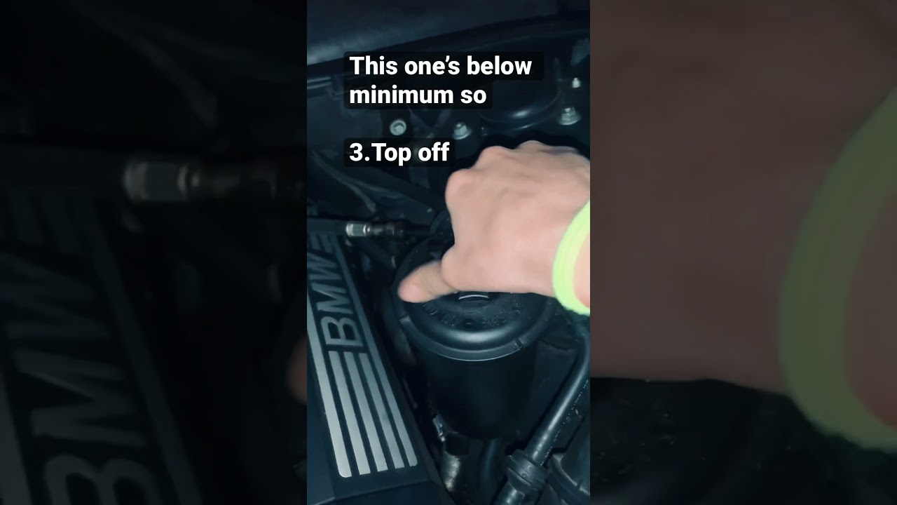 How to check and top off power steering fluid BMW 