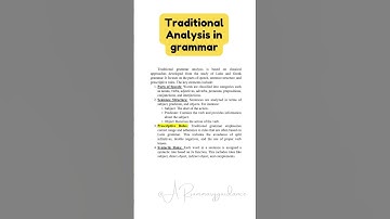 Traditional Analysis in grammar| Instant Essay for Exam Success @ARsummaryguidance #shorts #Viral